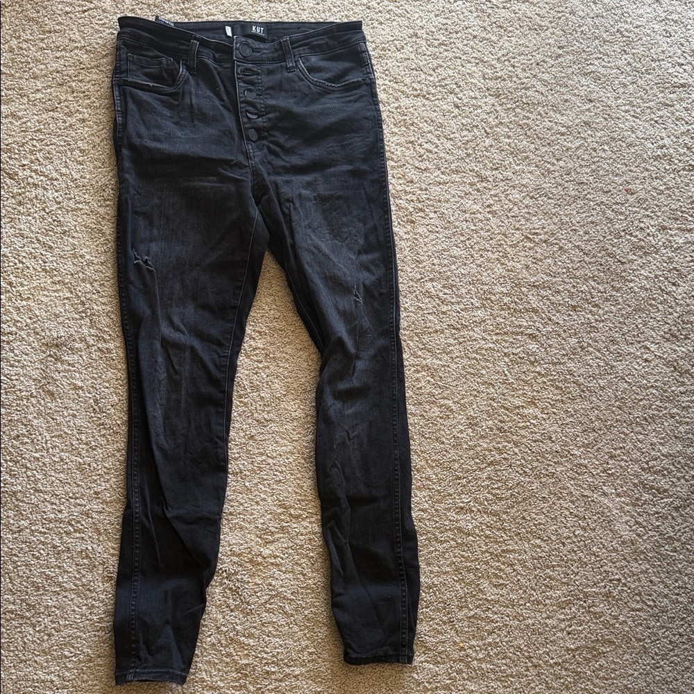 Kut from the Kloth Black Skinny Jeans with Button Fly